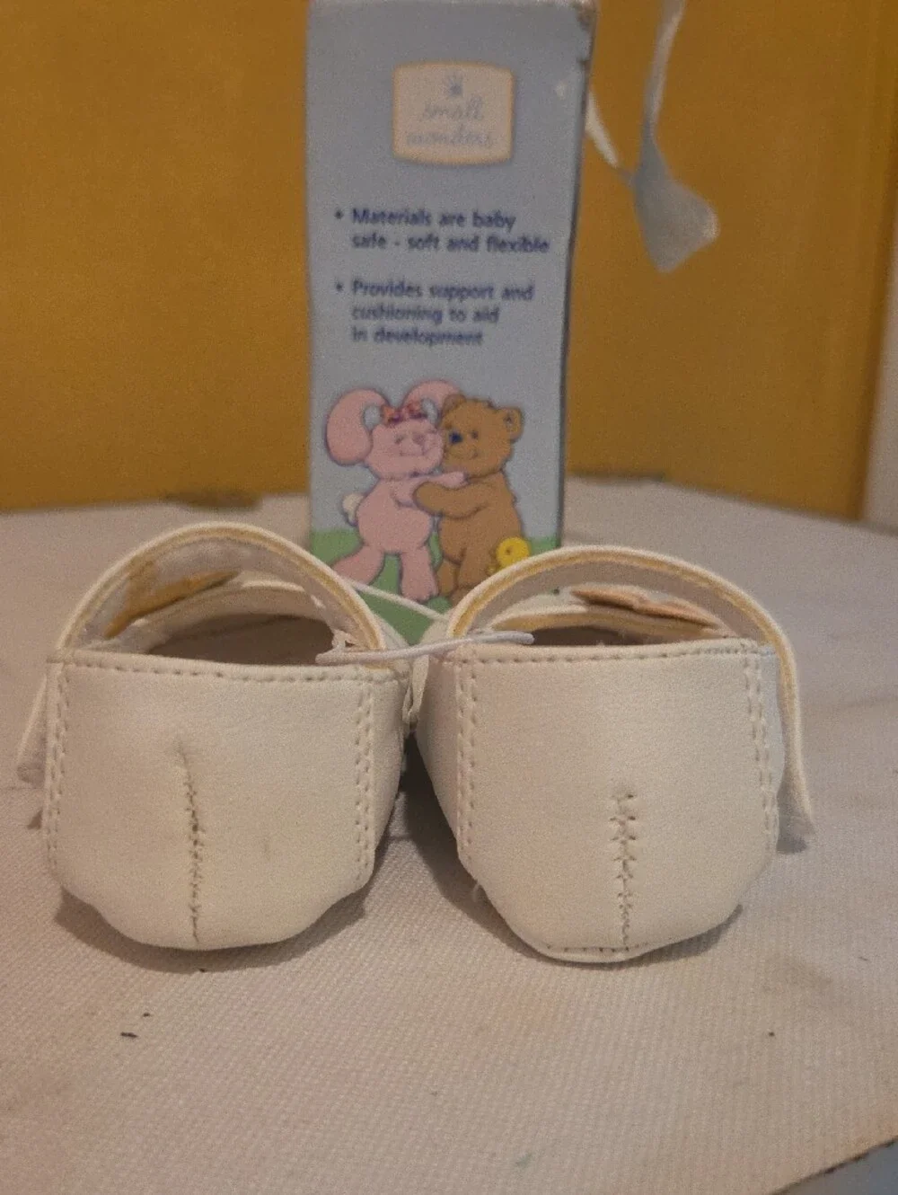 NWT Baby Girls Cream Mary Jane Shoes with Pink Flower Accent
